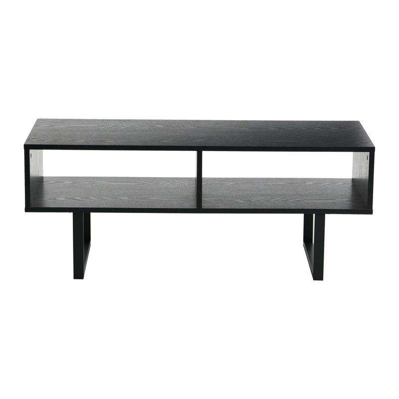 Gateshead Sled Coffee Table with Storage Trent Austin Design Color Black Oak Black Top Design Wood